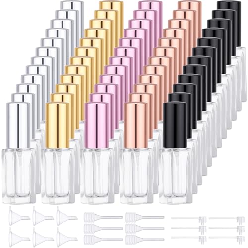 Segbeauty 60pcs 0.17oz Mini Cologne Spray Bottle Empty, Fine Mist Perfume Travel Refillable, 5ml Small Travel Cologne Sprayer Bottle Portable, Bulk Perfume Atomizer Sprayer with Dispensing Refill Kit