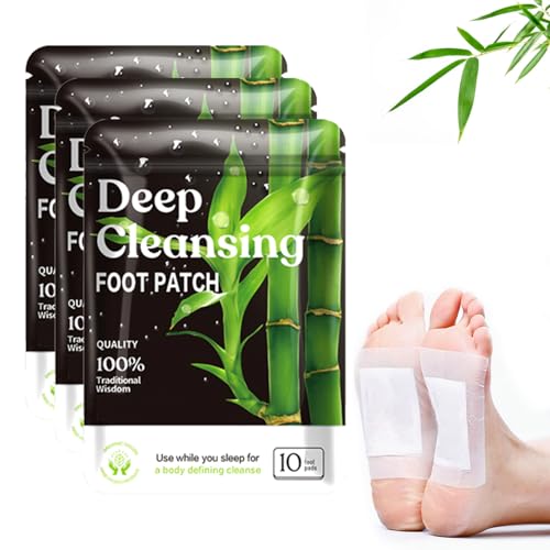 (30 Pads) Deep Cleansing Foot Pads for Better Sleep, Natural Bamboo Foot Patch | Relieve Stress, Improve Sleep and Relaxation