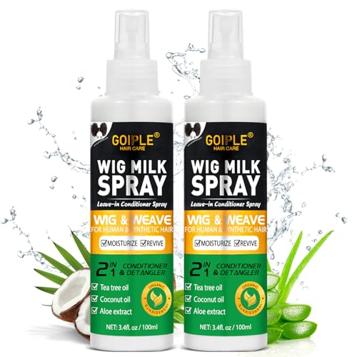 Goiple Wig Milk Spray Wig Spray for Synthetic Hair, Leave-In Conditioner for Hair Wigs, Conditioner £¦ Detangler 2 in 1 Moisturizer, Hydrates & Replenishes Synthetic Wigs Easy Combing (3.4 fl oz)