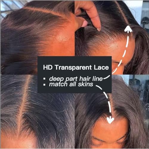 13x6 Lace Frontal Human Hair Closure Body Wave HD Transparent 13x6 Ear to Ear Frontal Closure With Baby Hair Free Part 100% Virgin Human Hair Natural Hairline 18inch