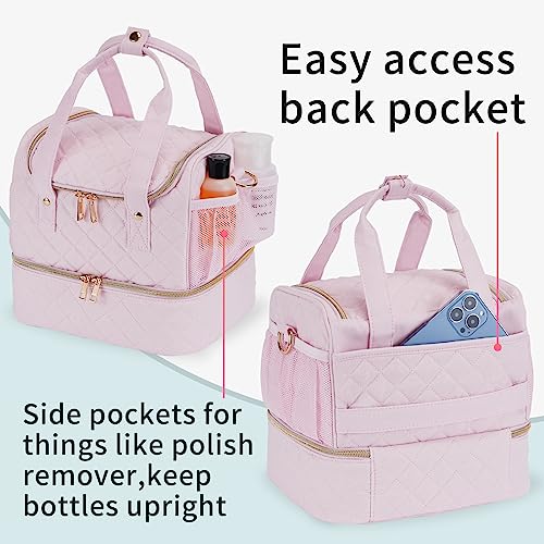 Nail Polish Organizer Case Fits Nail Lamp and 30 Bottles,Nail Organizers and Storage for Nail Tech Travel,Pretty Nail Polish Storage Bag Fits Nail Kit & Manicure Tools (Patented)