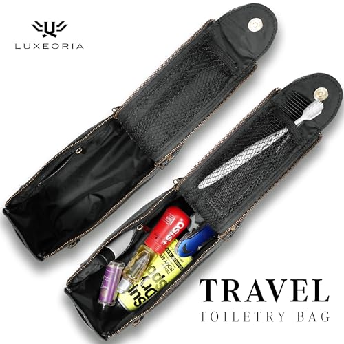 LUXEORIA Genuine Leather Toiletry Bags for Men and Women, Handmade Premium Leather Dopp Kit and Shaving Bag, Cosmetic Bag for Womens and Mens, Travel Essentials & Organizers