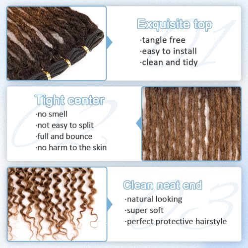 Originea 0.6cm 6-18 Inch 100% Human Hair Dreadlock Extensions Curly Ends Loc Extensions Human Hair For Women/Kids Handmade Permanent Loc Extensions Can Be Dyed Bleached Curled T30# 8 inch 60 Strands
