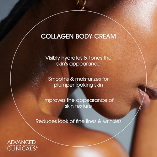 Advanced Clinicals Collagen Cream W/Hyaluronic Acid Face Moisturizer + Collagen Body Cream 2pc Skincare Set For Women & Men To Reduce Appearance Of Wrinkles, Fine Lines, & Uneven Skin Tone, 2pc Set