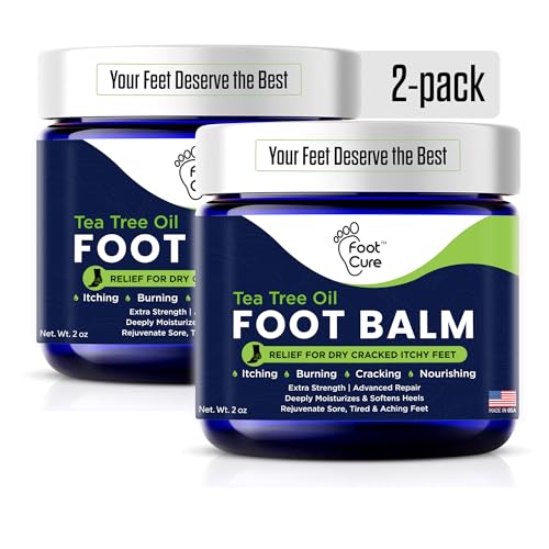 FOOT CURE Tea Tree Oil Balm ? Moisturizer for Dry Cracked Feet ? Instantly Hydrates & Soothes Irritated Skin & Athlete's Foot ? Best Foot Care for Women and Men (Pack of 2)