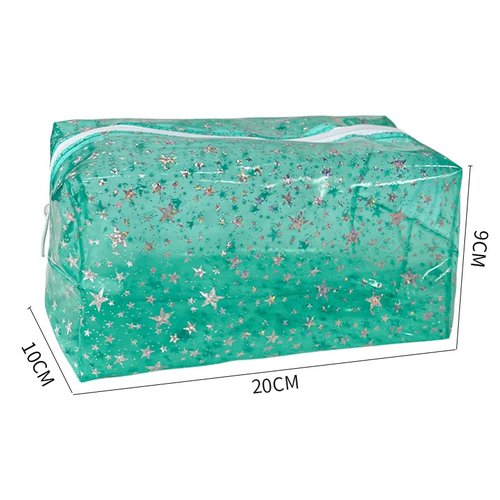 TotePrint 1PCS Star Printing Clear Cosmetics Makeup Bag Waterproof Travel Toiletry Storage Bag Vinyl Plastic PVC Zippered Organizer for Girls Friends Women (pink)