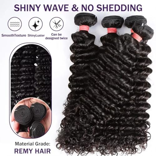 Human Hair Bundles Water Wave Brazilian Virgin £¨20 22 24 26£©12A Grade 100% Unprocessed Human Hair Extensions Water Curly Wave 4 Bundles Deals Double Weft Human Hair Natural Color for Black Women