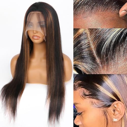 Highlight Ombre Lace Front Wig Human Hair 180 density 30 inch straight wigs human hair 13x4 lace front wigs human hair wigs for black women