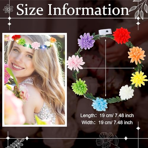 Yunsailing 64 Pcs Halloween Light up Flower Crown LED Glow Party Headband Girl Headpiece Glowing Floral Headdress(Cute)