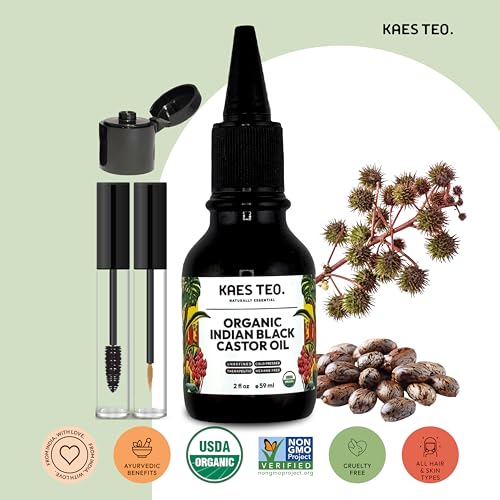 Organic Black Castor Oil for Hair Growth - Not Jamaican Black Castor Oil, 100% Pure Cold Pressed Hexane Free - USDA Certified, Skin, Nail, Scalp, Face, Thicker Eyebrows, Lashes 2 Fl Oz