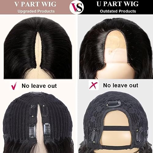 Zealady Deep Wave V Part Wig Human Hair Wigs for Women V Part Wig Deep Wave 12A Virgin Hair Deep Curly U Part Human Hair Wigs V Shape Wigs Glueless Wig No Sew in Full Head Clip In Half Wig 24 inch