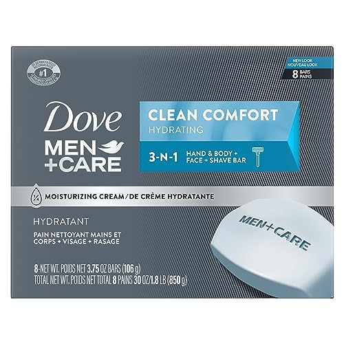 DOVE MEN + CARE Body and Face Bar Bars To Clean and Hydrate Skin Body and Facial Cleanser More Moisturizing Than Bar Soap 8 Count(Pack of 9)