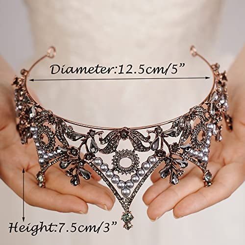 JWICOS Wedding Tiara for Bride Tiara Queen Crown for Women Crystal Pearl Tiara Hair Accessories for Pageant Birthday Prom