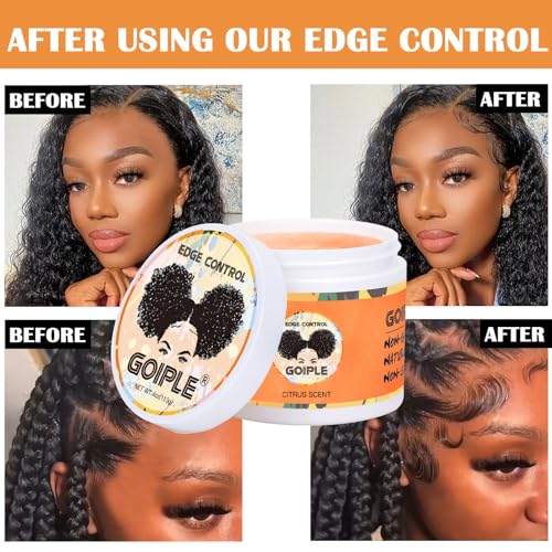 Edge Control Wax for Black Women - Strong Hold, Non-greasy Smoother for Black Hair, No Flaking or White Residue, Shine Hair Gel (Citrus Scent)