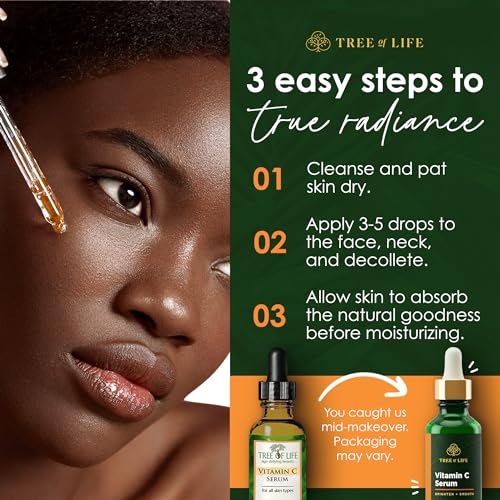Tree of Life Beauty Vitamin C Skin Care Set, Skin Face Oil, Facial Serums for Dry and Sensitive Skin with Hyaluronic Acid & Vitamin E Soft Skin, 1 Fl Oz (Pack of 2)