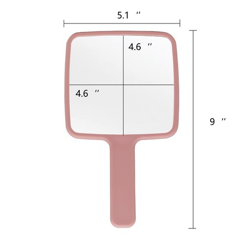 YCHMIR Square Hand Held Mirror Hand Mirror Travel Mirror Diamond Pattern 9 x 5.1 inch Pink