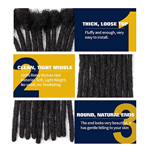 Dreadlock Extensions Human Hair 8 Inch 0.4cm Width 70 Strands Loc Extensions for Man/Women Handmade Permanent Soft Locs with Needle and Comb