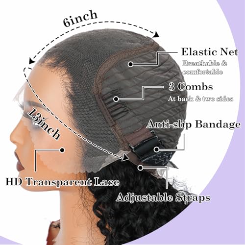 13x6 Kinky Curly Lace Front Wigs Human Hair Curly Wig 24 Inch 12A Brazilian Pre Plucked with Baby Hair HD Transparent Lace Frontal Wigs for Women