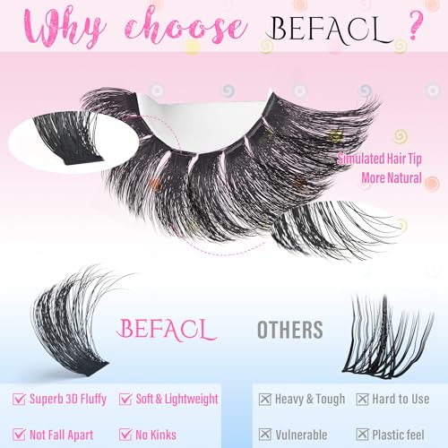 Lash Clusters Eyelash Extensions 280D Individual Eyelashes 14-25mm DIY Lashes Extension Mega Volume False Eyelashes by BEFACL(Dramatic)