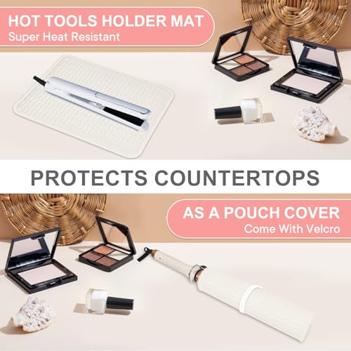 Oversize Silicone Heat Resistant Mat, Portable Travel Mat Cover for Curling Irons, Flat Irons, Hair Straightener and Hot Hair Styling Tools(14.2" x 11")