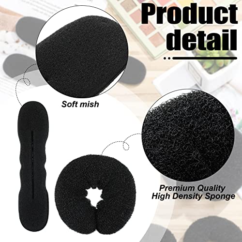 Yinder 34 Pcs Donut Hair Bun Maker Updo Set Includes Black Donut Bun Makers Small & Large Sponge Foam Hair Sponges Elastics Bands Hairpins for Hairstyle DIY