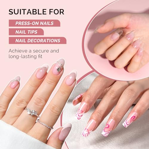 MelodySusie Nail Glue for Acrylic Nails Press on Nails Super Strong and Long Lasting Nail Glue for Adhesive Bond False Nails with Easy Application, 0.07oz 6pcs