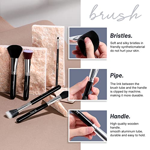 Makeup Brushes BS-MALL Premium Synthetic Foundation Powder Concealers Eye Shadows Makeup 18 Pcs Brush Set, Black Color with Case