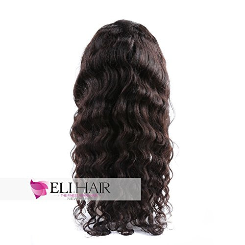 Natural Color Loose Deep Wave Wigs Virgin Human Hair 130% Density Full Lace Wigs With Brazilian Human Hair For Ladies (Full Lace Wigs, 12 inch)
