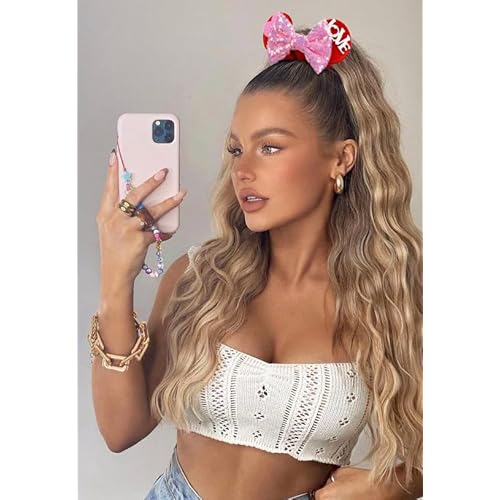 Mouse Ear Hair Scrunchies for Women, Sequins Hair Bow Scrunchies Velvet Mouse Ears Hair Ties for Ponytail Party Favors Cute Hair Accessories