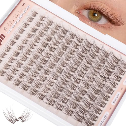 Brown Lash Clusters Wispy Natural Eyelash Clusters C Curl Cluster Eyelash Extensions Pesta?as Postizas Naturales 8-16mm Individual Lashes DIY Cluster Lashes at Home