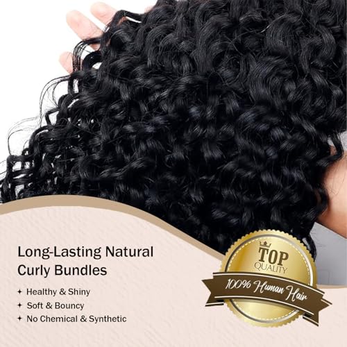 Water Wave Human Hair Bundles 16 18 20 Inch 12A Wet and Wavy Bundles Human Hair 100% Unprocessed Brazilian Virgin Hair Water Wave Curly Weave Extensions Natural Black