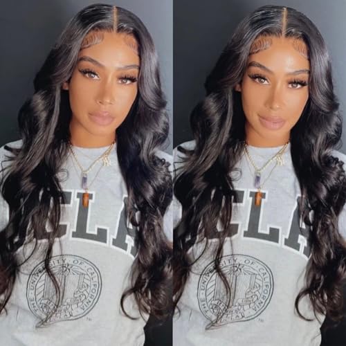 Body Wave Lace Front Wigs Human Hair Pre Plucked 200 Density HD Lace Frontal Wigs Human Hair 13X4 Body Wave Wig Glue for Women Natural Hairline 28 Inch
