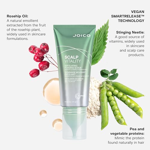 Joico Scalp Vitality Exfoliating Foaming Scrub | Supports A Healthy & Balanced Scalp | For Dry, Oily and Itchy Scalp | Removes Excess Oil & Product Buildup | Cooling Sensation | 6 Fl Oz