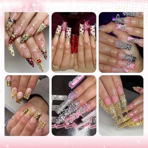 Flatback Pearls and Metal Nail Beads for Nail Art (Silver+Gold), Luxurious Pearl Nail Charms and Small Round Caviar Beads Nail Accessories for Acrylic Nail Tips Manicure Decor