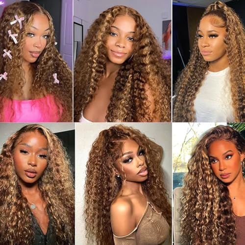 P427 Highlight Blonde Bundles Human Hair Brown Water Wave 3 Bundles 30 30 30 Inch Unprocessed Brazilian Virgin Remy Honey Blonde Water Wave Bundle Human Hair Extensions