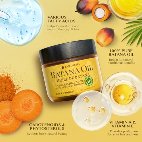 Raw Batana Oil for Hair Growth: Dr Sebi Organic Batana Oil from Honduras - 100% Pure & Natural - Promotes Thicker & Stronger Hair for Men & Women (4 OZ)