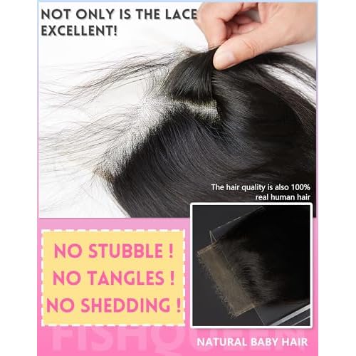 HD Lace Closure Body Wave Human Hair 5x5 Hd Swiss HD Lace Closure Only Skinlike Transparent Frontal 0.095mm Ultra-Thin Invisible With Baby Hair Pre-Plucked Bleached Knots(5x5 Natural Black 18 Inch)