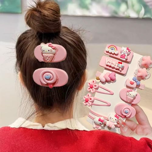 12 Pieces Kawaii Hair Clips for Girls Cartoon Girl Hair Accessories,Cute Things for Teen Girl Gifts (Kitty-1)
