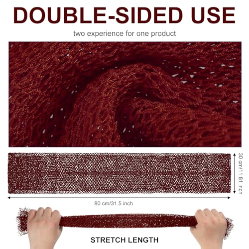Geiserailie African Net Sponge Long Bathing Net Shower Body Scrubber Back Scrubber Skin Smoother Bathing Sponge for Daily Use or Stocking Stuffer(Wine Red)