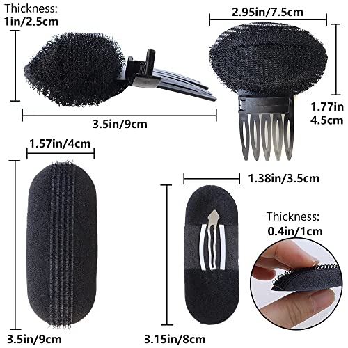 TCOTBE Women's Fluffy Princess Styling Volume Hair Pads(4) and Bump Up Combs(2) Inserts - 6 Pcs Set for DIY Hairstyles