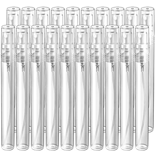 Teenitor Mini Spray Bottle, 20 Pack 10ml Perfume Bottle Empty, Plastic Refillable Perfume Bottles Atomizer, Sample Bottle Fine Mist Spray Bottles, Essential Oil Portable Bottle for Travel