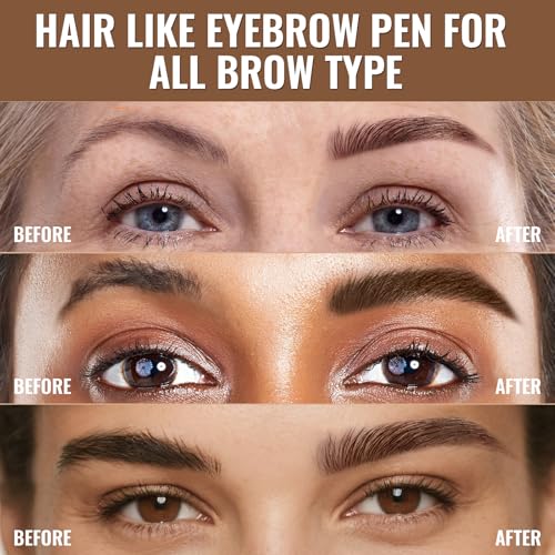 iMethod Eyebrow Pen - Eyebrow Pencil,2-in-1 Eyeliner Dual-Ended Microblading Eyebrow Pencil Long Lasting Waterproof Hair-Like Brow Pencil,with Eyebrow Brush,Eyebrow Pencils for Women,DarkBrown