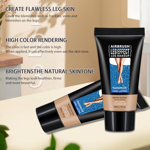 Leg Makeup Waterproof, Smooth Legs, Fade the Skin Color of Legs, Effectively Cover the Scars of Legs and Body, Long-Term Body Foundation Make-up Uniform Skin Skin Beauty Leg Cream