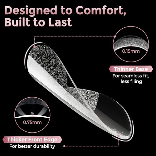 Short Almond Nail Tips, 240pcs Soft Nail Gel Tips Pre-Shaped Acrylic Fake Nails, Half Matte Full Cover Clear Gelly Press on Flase Nail Tips for Extension Nail Manicure Home DIY 12 Sizes Gelly Tips