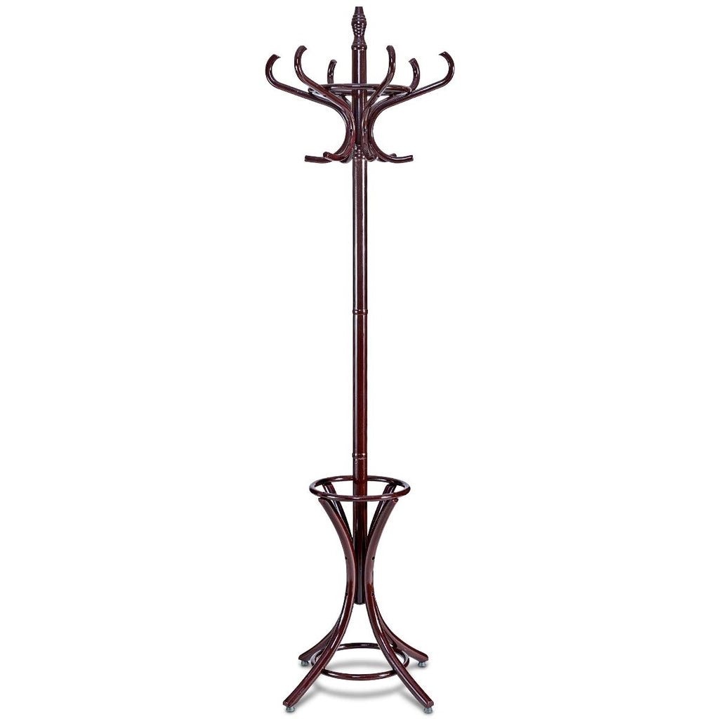 Metal Coat Tree Stand - 12 Hooks, Vintage Design