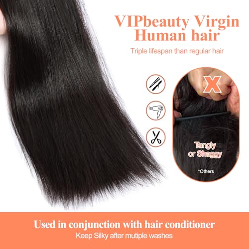 VIPbeauty Raw Straight Bundles Human Hair 100% Unprocessed 14A Raw Virgin Hair Straight 3 Bundles Human Hair Double Weft Natural Color 18 20 22Inch