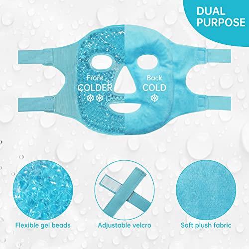 ZN?CUET?D Cold Face Eye Mask Ice Pack Reduce Facial Puff, Dark Circles, Gel Beads Hot Heat Cold Compress Pack, Face SPA for Woman Sleeping, Pressure, Headaches, Skin Care, Post Laser Care[Blue]