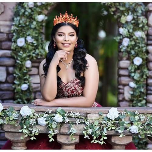 TOBATOBA Red Crown and Tiara Queen of Heart Crown Quinceanera Princess Tiara for Women Birthday Wedding Prom Valentine Day Halloween Costume