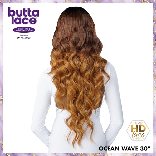 Sensationnel Butta Lace Hhm Wigs - Ocean Wave 30 Inch Human Hair Blend Extra Wide 5 Inch Parting Preplucked Hairline Glueless Lacefront (2)