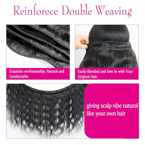 4 Bundles Human Hair Body Wave 22 24 26 28 Inch 100% Brazilian Virgin Hair Body Wave Bundles Human Hair Extensions Quick Weave Bundles Human Hair For Women Natural Black